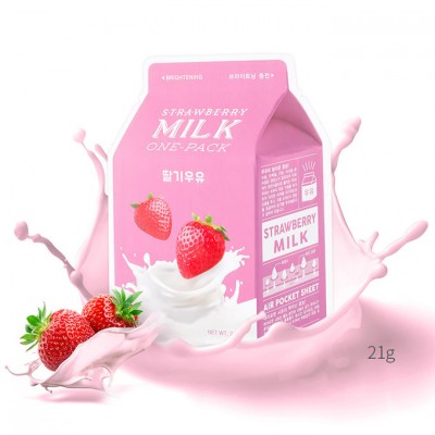 Masque visage tissus Milk Fraise A'Pieu