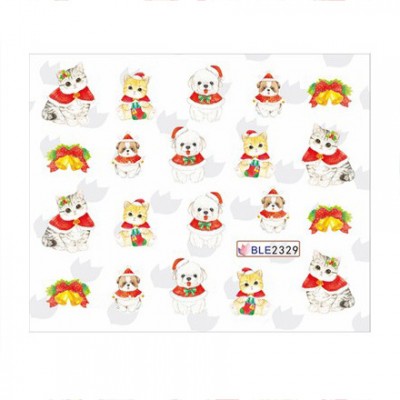 Water Decals - BLE2329 Noël Chiens et chats